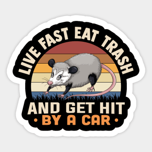 Live Fast Eat Trash And Get Hit By A Car Sticker